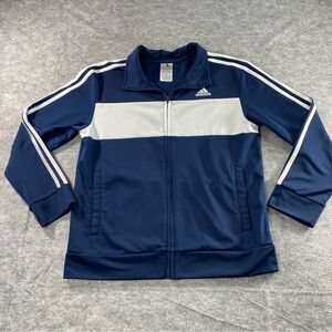 Adidas Kids Blue/White Stripes Long Sleeve Full Zip Performance Jacket  L‎ 14/16
